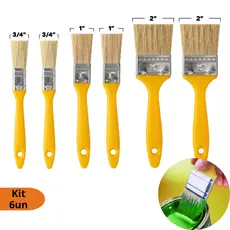 Kit 6 Pincéis Trincha Tamanhos Variados Multiuso Para Pintura Construção