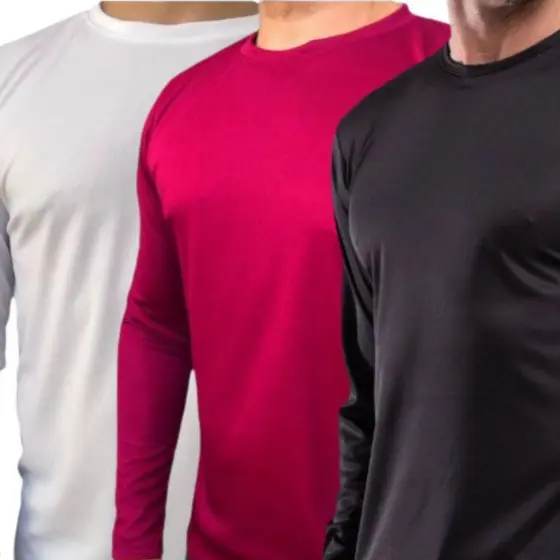 Kit 3 Camiseta Manga Longa Masculina 100 % poliester