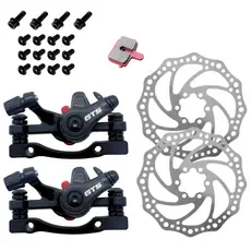 Kit Pinça Freio A Disco Mecânico Para Bike Bicicleta 160mm GTS Com Pastilha Quadrada Aro 26 - 29