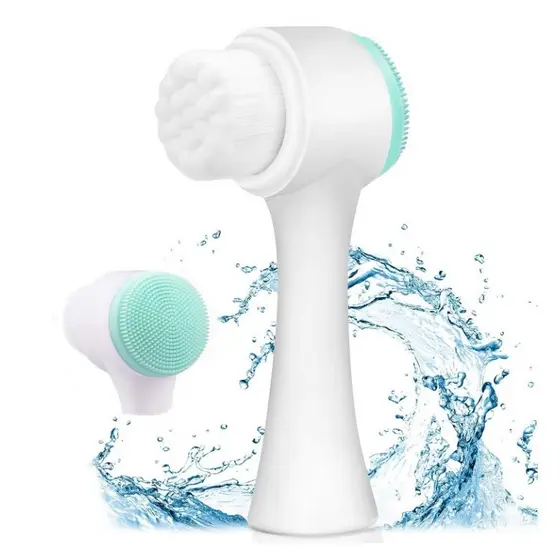 Escova Limeza Facial 2 Em 1 Aparelho Massagem Esponja Cerdas Macias Dupla Face Escova De Limpeza De Cravos