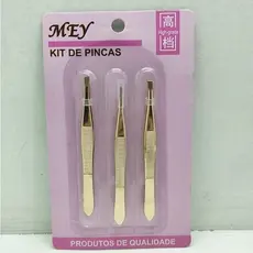 kit 3 Pinça Profissional Em Aço Inoxidável Para Sobrancelha Remoção De Pelos Sobrancelha