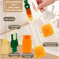 Escova Multifuncional 5 em 1 para Copos | Limpeza Completa sem Pontos Cegos-BM-1372