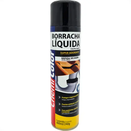 Borracha Liquida Impermeabilizante Chemicolor Preta 400ml/240g