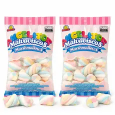 Kit 2 Pacotes Marshmallow Torção Frutas Angelitos Malvaviscos Importado Guandy 400g