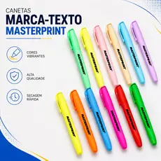 Kit Marca Texto Cores Vivas Neon e Pastel Escolar Juvenil Resistente