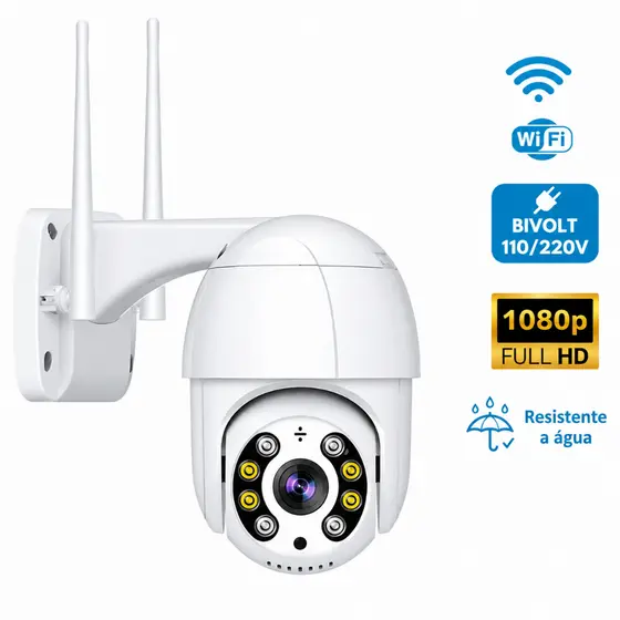 Câmera Segurança Externa Wif Com Infravermelho Alarme Wifi Hd Sensor De Movimento Bivolt