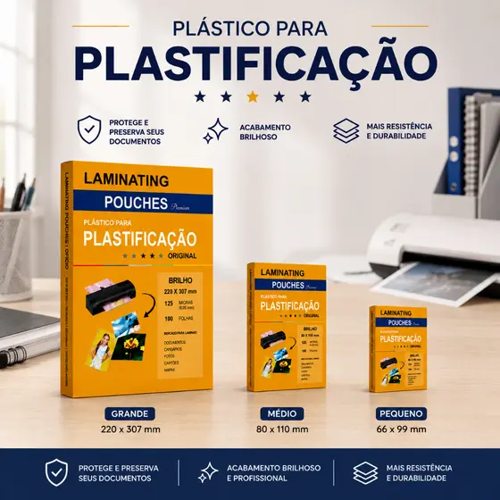 Kit 300 Polaseal Plastico Cpf Rg A4 Plastificação