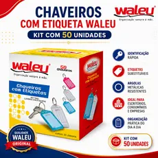 Chaveiro com Etiqueta Organizador Waleu 50 Unidades Cores Sortidas