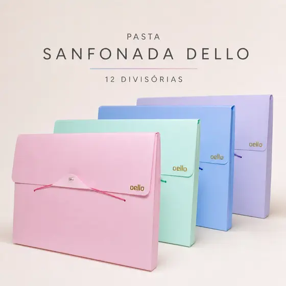 Pasta Sanfonada Com 12 Divisórias A4 Serena Tom Pastel Dello