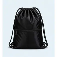 Saquinho Mochila Impermeável Preto Liso Academia Unissex
