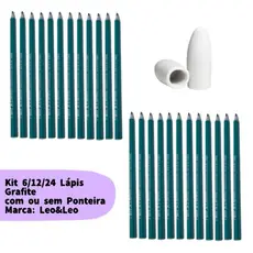 Kit Escolar 6/12/24 Lápis Grafite com/sem ponteira Lápis Verde Grafite Material Escolar Papelaria