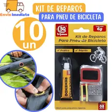 10 Kit Reparo Pneu Bicicleta 4 Peças Remendo + Cola Kit Remendo Frio Kit Com 8 Pçs Para Pneu furado para Bicicletarias