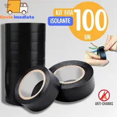 100 Fitas isolante Antichama Preta para Eletricista uso Geral Domestico e Industrial - 5m