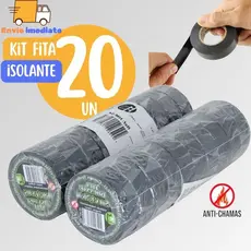 Kit 20 Fitas isolante 5m Antichama Preta para Eletricista uso Geral Domestico e Industrial