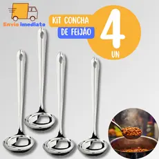 KIT 4 Concha de Feijão Aço Inox  Resistente para Servir Molho Feijão Sopa Casa Restaurante Buffet