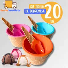 Kit 20 Tigelas Pote de Plástico Tigela 200 ML Para Sobremesa Casquinha Sorvete + Colher Casa Cozinha