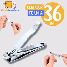 Cartela com 36 Cortador de Unha inox Lamina Curva Lixa Interna para Adulto Criança Casa Salao