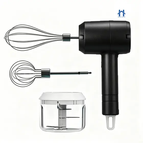 Mixer Misturador Elétrico de Mão para Ovos e Bebidas Sem Fio com 3 Velocidades e Triturador