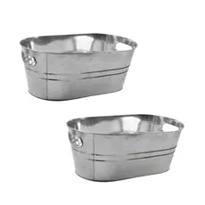 Kit 2 Baldes De Metal Galvanizado Retangular Para Cerveja 7,6 Litros