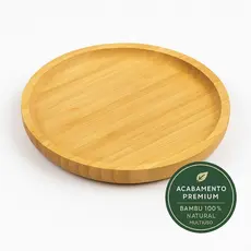 Petisqueira Redonda de Bambu 25cm Tuut | Tábua de Frios, Bandeja para Servir, Churrasco, Queijo, Mesa Posta, Decoração
