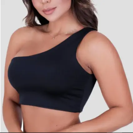 TOP CROPPED UM OMBRO SÓ LISO SEM BOJO / FITNESS / TOP MULA MANCA