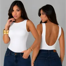 Blusa Body Feminina Costas Nuas Alça Larga Regata Suplex Premium poliéster.