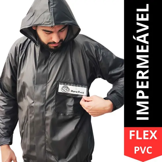 Capa Chuva Moto Emborrachada Impermeável Reforçada Com Capuz
