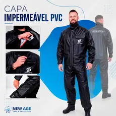 Conjunto Capa Chuva  PVC Moto Impermeável Com Gola Completo Motoqueiro Adulto
