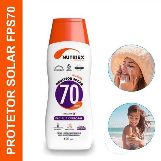 Protetor Solar FPS 70 Rosto E Corpo Profissional Nutriex 120ml