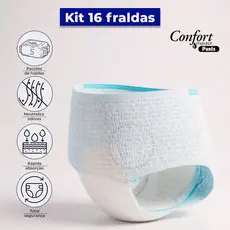 Kit 16 Fraldas Geriátrica Calcinha/Cueca Descartável Unissex Pacote Confort Master Pants