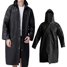 Capa De Chuva Preta Impermeável Pvc Forrado Com Capuz Epi