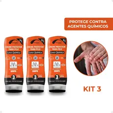 Kit 3 Creme de Proteção Luva Química EPI Nutriex 200g Proteção Contra Produtos Quimicos Óleo Pintura