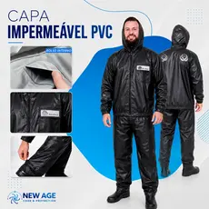 Capa Chuva Impermeável Emborrachada Conjunto Completo Pvc Reforçada Com Capuz Moto Motoqueiro Adulto