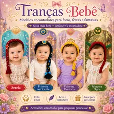 Trança Princesa Infantil com Arco ou Faixa Meia Acessório de Fantasia Mesversário