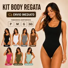 Blusa Body Feminino Regata Sem Manga Com Forro Decote Quadrado Liso Suplex Modelador Confortavel