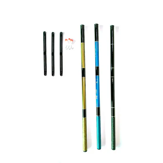 Kit 3 Varas de pesca Telescópica 4,50 Metros + Acessórios - Fibra de vidro.