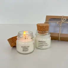 Kit 2 Mini Velas Aromáticas - Convite para Padrinhos/Dindos – Batismo, Consagração, Crisma