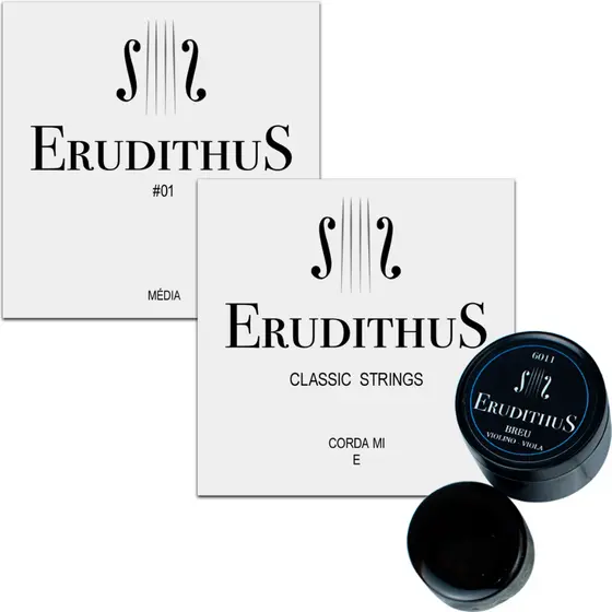 Kit Violinista Jogo De Cordas Erudithus Violino 4/4 + Breu + Corda Mi