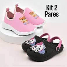 Kit 2 Pares Tênis Infantil Menina Macio e Sandália Confortável Antiderrapante