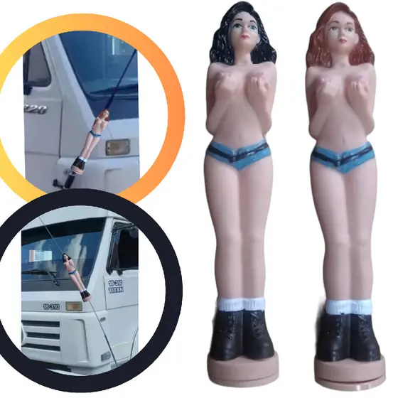 BONECA MORENA E RUIVA DECORATIVA ENFEITE PARA ANTENA PX CAMINHÃO