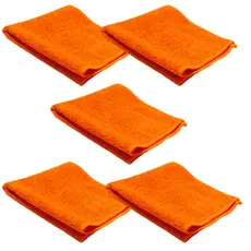 KIT 5 PANO FLANELA DE MICROFIBRA LIMPEZA PIA CARRO CASA USO GERAL 30X30 CM LARANJA