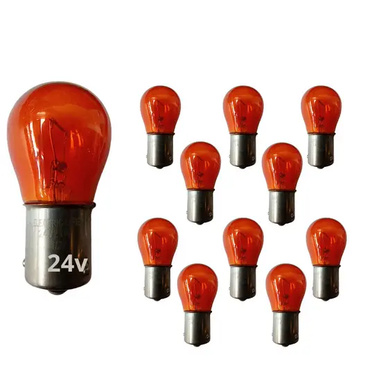 Kit 10 Lâmpadas Miniatura Py21w 24v 21w Bau15s Ambar 1 Polo