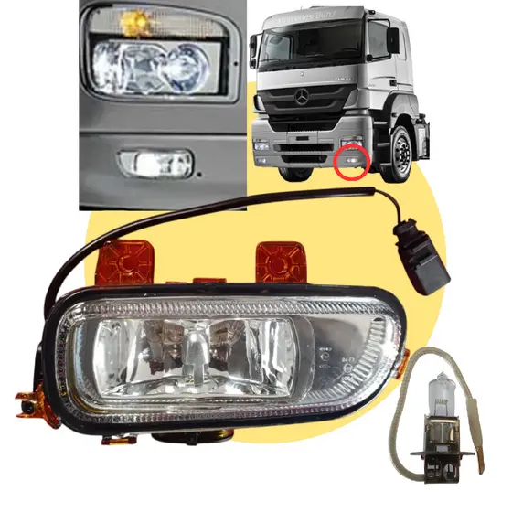 KIT FAROL DE MILHA LE + LÂMPADA H3 MERCEDES-BENZ AXOR