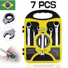 Kit 7 Peças Chave Ferramenta Combinada Catraca Boca Profissional