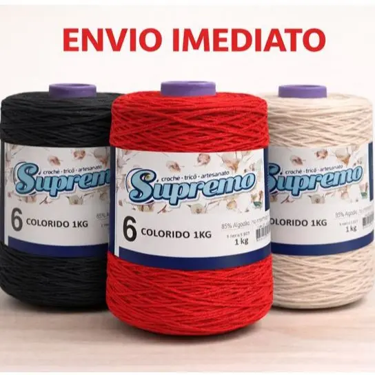 Barbante Supremo 1kg Nº6 Cru e Colorido – Artesanato, Crochê e Tricô