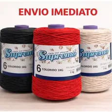 Barbante Supremo 1kg Nº6 Cru e Colorido – Artesanato, Crochê e Tricô