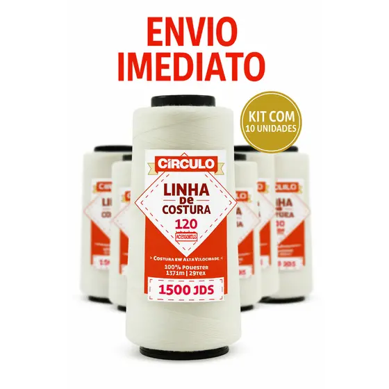Linha de Costura 120 Círculo Kit 10 Unidades – Branca, Preta e Colorida