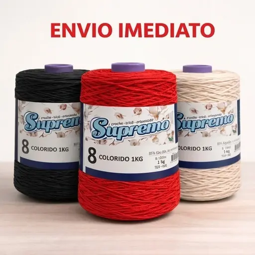 Barbante Supremo 1kg Nº8 Cru e Colorido – Artesanato, Crochê e Tricô