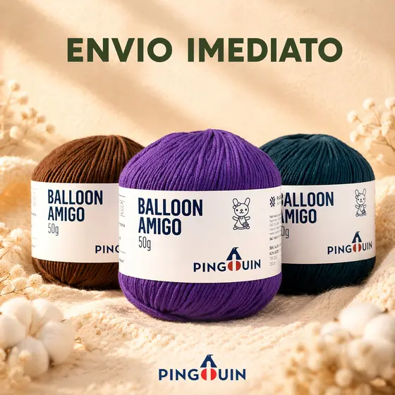 Fio Balloon Amigo Linha Pingouin 50g 150mts - Amigurumi/Artesanato/Crochê/Tricô