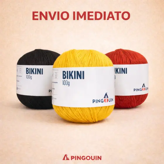 Linha Bikini Fio Pingouin 100g 430 metros c/ Elastano - Biquínis/Crochê/Tricô